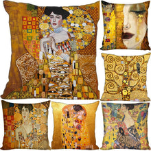 Load image into Gallery viewer, Gustav Klimt Painting Pillowcase Square Pillow Cover Cushion Cover Custom Gift 45x45cm