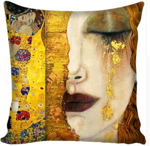 Gustav Klimt Painting Pillowcase Square Pillow Cover Cushion Cover Custom Gift 45x45cm