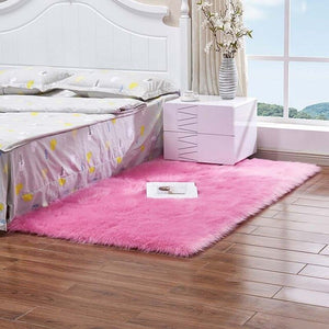 Super Soft Rectangle Faux Sheepskin Fur Area Rugs for Bedroom Floor Shaggy Silky Plush Carpet White Faux Fur Rug Bedside Rugs