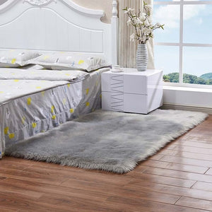 Super Soft Rectangle Faux Sheepskin Fur Area Rugs for Bedroom Floor Shaggy Silky Plush Carpet White Faux Fur Rug Bedside Rugs