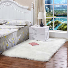 Load image into Gallery viewer, Super Soft Rectangle Faux Sheepskin Fur Area Rugs for Bedroom Floor Shaggy Silky Plush Carpet White Faux Fur Rug Bedside Rugs