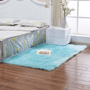 Super Soft Rectangle Faux Sheepskin Fur Area Rugs for Bedroom Floor Shaggy Silky Plush Carpet White Faux Fur Rug Bedside Rugs