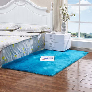 Super Soft Rectangle Faux Sheepskin Fur Area Rugs for Bedroom Floor Shaggy Silky Plush Carpet White Faux Fur Rug Bedside Rugs