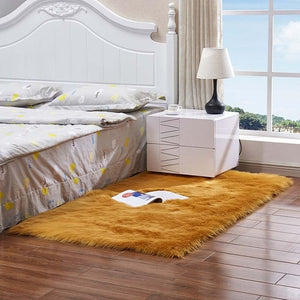 Super Soft Rectangle Faux Sheepskin Fur Area Rugs for Bedroom Floor Shaggy Silky Plush Carpet White Faux Fur Rug Bedside Rugs