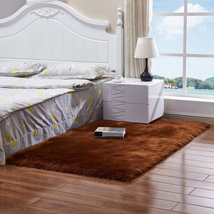 Super Soft Rectangle Faux Sheepskin Fur Area Rugs for Bedroom Floor Shaggy Silky Plush Carpet White Faux Fur Rug Bedside Rugs