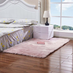 Super Soft Rectangle Faux Sheepskin Fur Area Rugs for Bedroom Floor Shaggy Silky Plush Carpet White Faux Fur Rug Bedside Rugs