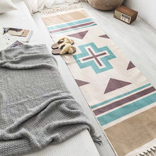 Load image into Gallery viewer, Retro Bohemian Hand Tassel Woven Cotton Linen Carpet Bedside Rug Geometric Floor Mat Long Rug Bedspread Tapestry Home Decoration