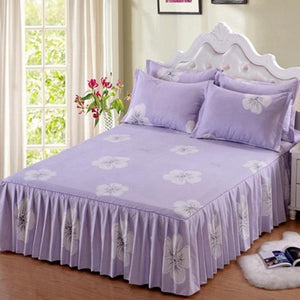 3pcs Floral Fitted Sheet Cover Graceful Bedspread Lace Fitted Sheet Bedroom Bed Cover Skirt Wedding Housewarming Gift