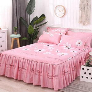 3pcs Floral Fitted Sheet Cover Graceful Bedspread Lace Fitted Sheet Bedroom Bed Cover Skirt Wedding Housewarming Gift