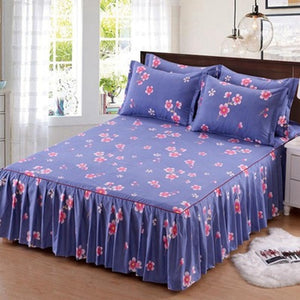 3pcs Floral Fitted Sheet Cover Graceful Bedspread Lace Fitted Sheet Bedroom Bed Cover Skirt Wedding Housewarming Gift