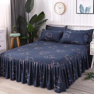 3pcs Floral Fitted Sheet Cover Graceful Bedspread Lace Fitted Sheet Bedroom Bed Cover Skirt Wedding Housewarming Gift