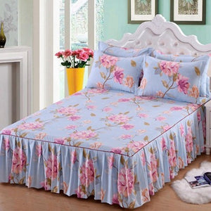 3pcs Floral Fitted Sheet Cover Graceful Bedspread Lace Fitted Sheet Bedroom Bed Cover Skirt Wedding Housewarming Gift